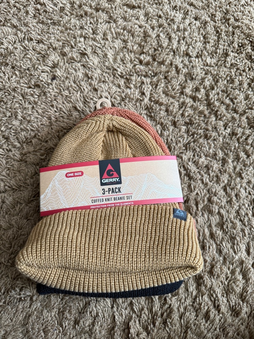 Gerry Weber 3-Pack Cuffed Knit Beanie Set in Tan, Pink, Black